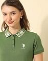 U.S. Polo Assn. Women Jacquard Collar Regular Fit Polo Shirt
