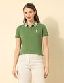 U.S. Polo Assn. Women Jacquard Collar Regular Fit Polo Shirt