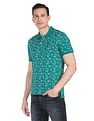 AD by Arvind Cotton Floral Print Polo Shirt