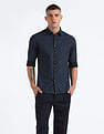 Flying Machine Geometric Print Dobby Shirt