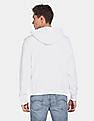 Calvin Klein Men White Wave Photoprint Logo Print Hood Sweatshirt