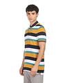 AD by Arvind Cotton Horizontal Striped Polo Shirt