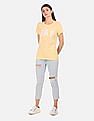 GAP Women Light Yellow Logo Front Cotton T-Shirt