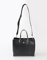 Tommy Hilfiger Solid Black Pu Handbag
