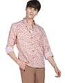 Flying Machine Abstract Print Cotton Shirt