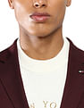Tommy Hilfiger Men Burgundy Solid Herringbone  Formal Blazer