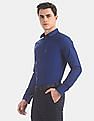 USPA Tailored Men Royal Blue Slim Fit Printed Formal Shirt