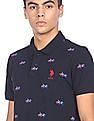 U.S. Polo Assn. Ribbed Collar Logo Print Polo Shirt