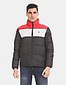 Calvin Klein Men Black And Red Colour Block Down Puffer Jacket