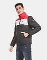 Calvin Klein Men Black And Red Colour Block Down Puffer Jacket