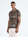 Flying Machine Graphic Print Cuban Collar Shirt