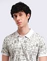 Flying Machine Abstract Print Cotton Polo Shirt