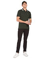 Arrow Sports Striped Collar Pique Cotton Solid Polo Shirt