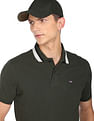 Arrow Sports Striped Collar Pique Cotton Solid Polo Shirt