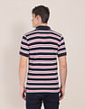 U.S. Polo Assn. Men Black And Red Cotton Striped Polo Shirt
