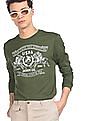 U.S. Polo Assn. Men Green Round Neck Brand Print T-Shirt