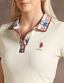 U.S. Polo Assn. Women Jacquard Collar Polo Shirt