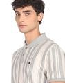 AD by Arvind Cotton Vertical Striped Polo Shirt