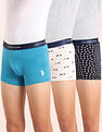 USPA Innerwear Boys Mid Rise Cotton Spandex Trunks - Pack Of 3