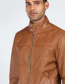 Tommy Hilfiger Men Brown High Neck Harrington Jacket