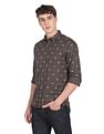 Flying Machine Spread Collar Geometric Print Shirt