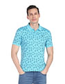 AD by Arvind Cotton Floral Print Polo Shirt