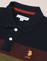 U.S. Polo Assn. Men Multi Colour Horizontal Stripe Pure Cotton Polo Shirt