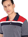 AD by Arvind Cotton Horizontal Stripe Polo Shirt