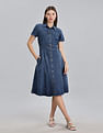 Tommy Hilfiger Cotton Spread Collar Denim Dress