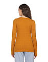 Tommy Hilfiger Women Mustard Jenny Crew Neck Cable Knit Sweater