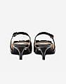 Cole Haan Black Bow Accent Slingback Leather Kitten Heels