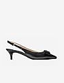 Cole Haan Black Bow Accent Slingback Leather Kitten Heels