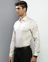 Tommy Hilfiger Men Beige Flex Satin Vertical Stripe Formal Shirt