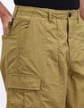 Flying Machine Loose Fit Solid Cargo Trousers