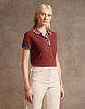 U.S. Polo Assn. Women Jacquard Collar Cotton Polo Shirt